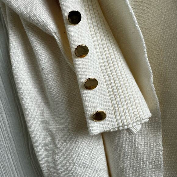 Cyrus Open Front Rayon Blend Cardigan Size Medium Ivory Ribbed Cuff Classy - Picture 10 of 10